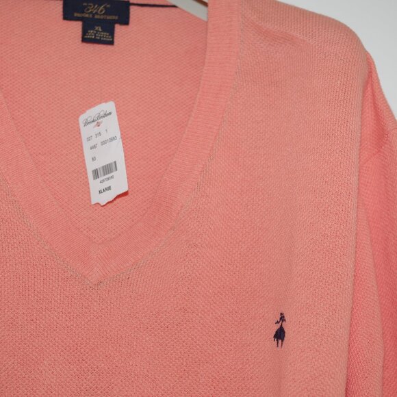 Brooks Brothers Orange linen cotton mens V Neck Pullover Size:XL - Picture 3 of 5